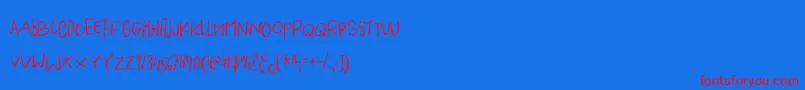 Fonte PigeonWingDemo – fontes vermelhas em um fundo azul