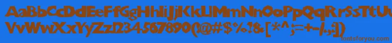 フォントChunkoblocko – 茶色の文字が青い背景にあります。