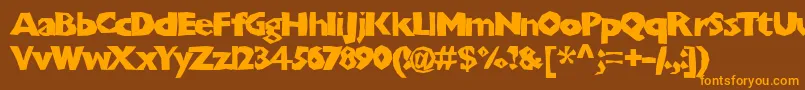 Chunkoblocko Font – Orange Fonts on Brown Background