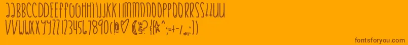 Fonte Justifymylove – fontes marrons em um fundo laranja