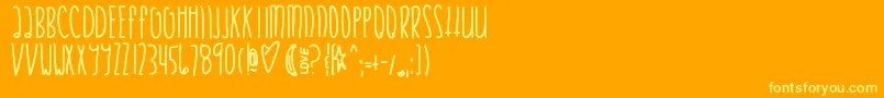 Saiba mais sobre a fonte Justifymylove Fonte Justifymylove – fontes amarelas em um fundo laranja