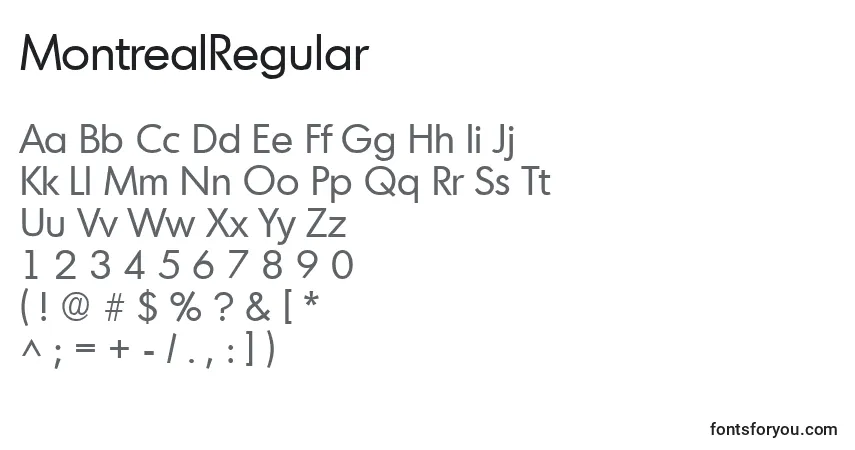 Schriftart MontrealRegular – Alphabet, Zahlen, spezielle Symbole