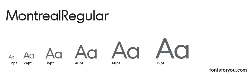 Размеры шрифта MontrealRegular