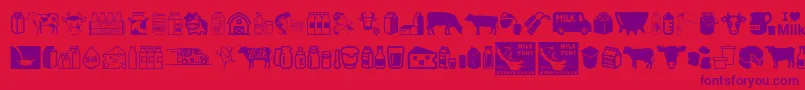 Fonte Milk – fontes roxas em um fundo vermelho