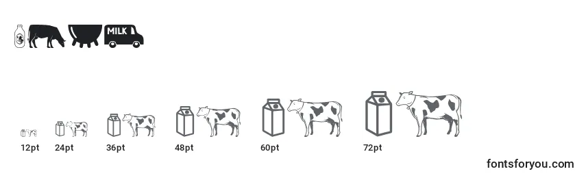 Größen der Schriftart Milk