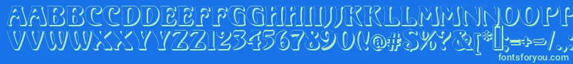 VoluteShadow Font – Green Fonts on Blue Background