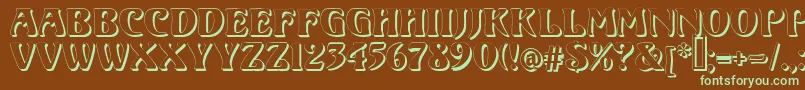 フォントVoluteShadow – 緑色の文字が茶色の背景にあります。