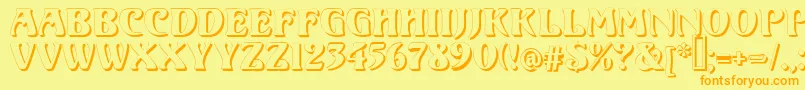 フォントVoluteShadow – オレンジの文字が黄色の背景にあります。