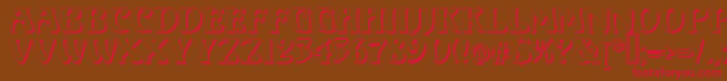 フォントVoluteShadow – 赤い文字が茶色の背景にあります。