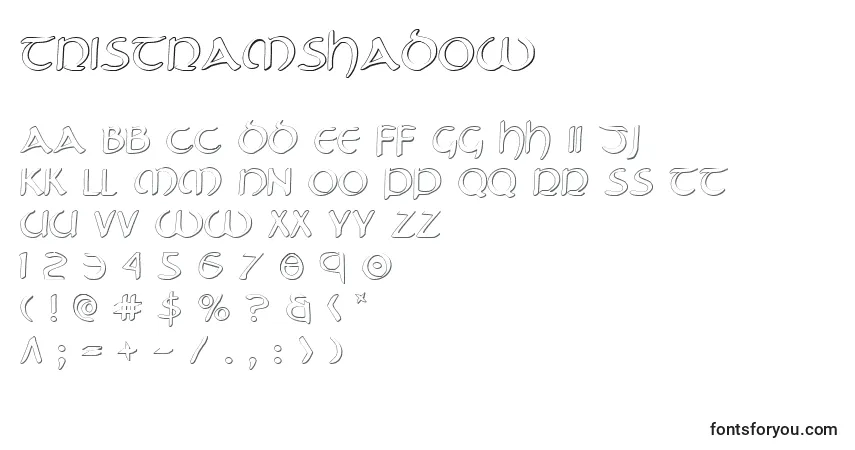 A fonte TristramShadow – alfabeto, números, caracteres especiais