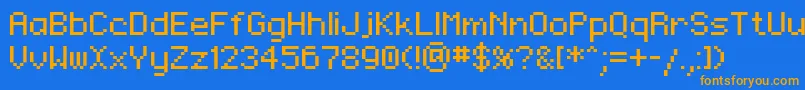 En savoir plus sur la police Regupix Police Regupix – polices orange sur fond bleu