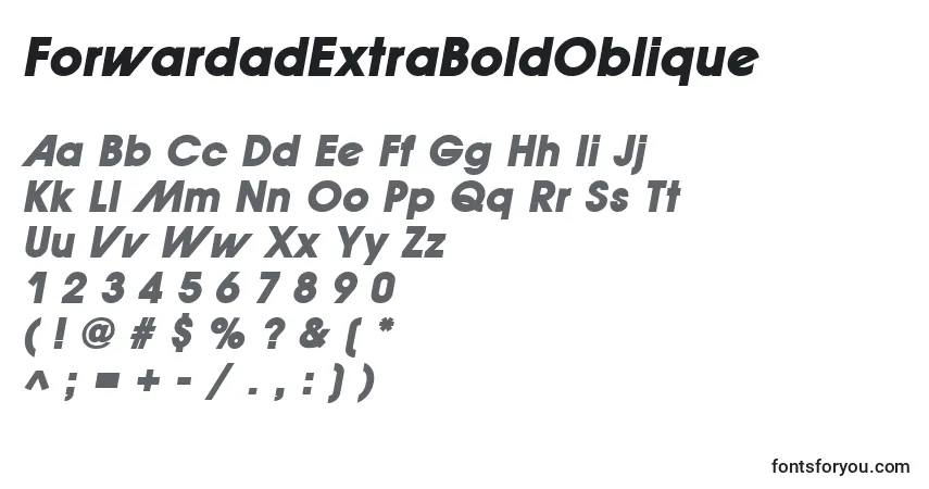 Schriftart ForwardadExtraBoldOblique – Alphabet, Zahlen, spezielle Symbole
