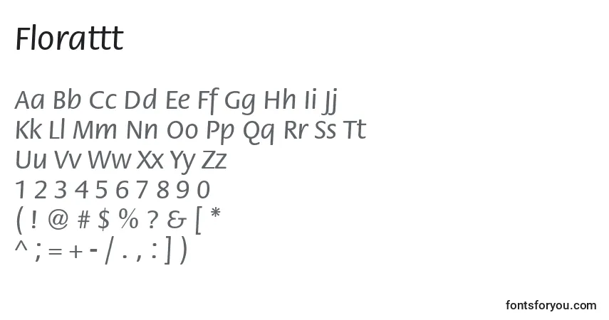 Czcionka Florattt – alfabet, cyfry, specjalne znaki