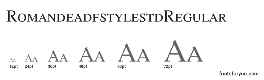 Размеры шрифта RomandeadfstylestdRegular (46018)