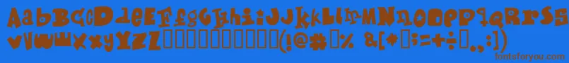 Mixedup-Schriftart – Braune Schriften auf blauem Hintergrund
