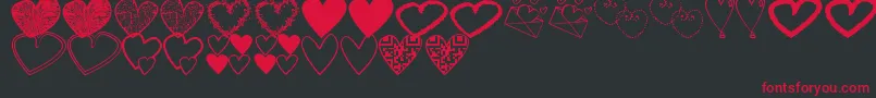 Fonte HeartsShapessTfb – fontes vermelhas em um fundo preto