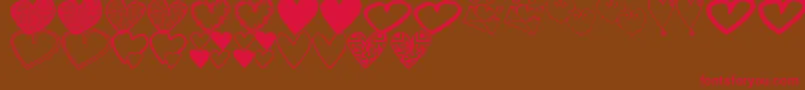 HeartsShapessTfb-Schriftart – Rote Schriften auf braunem Hintergrund