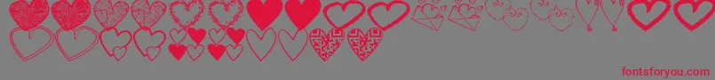 HeartsShapessTfb-fontti – punaiset fontit harmaalla taustalla