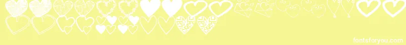 HeartsShapessTfb Font – White Fonts on Yellow Background