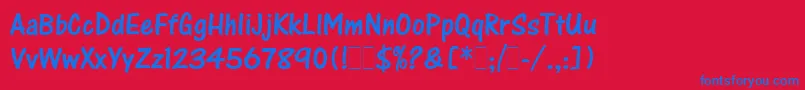 OneStrokeScriptLetPlain Font – Blue Fonts on Red Background