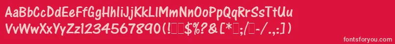 フォントOneStrokeScriptLetPlain – 赤い背景にピンクのフォント