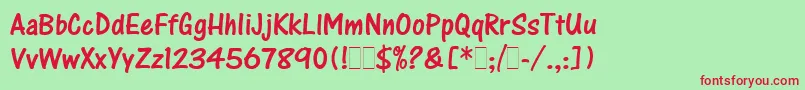 OneStrokeScriptLetPlain Font – Red Fonts on Green Background