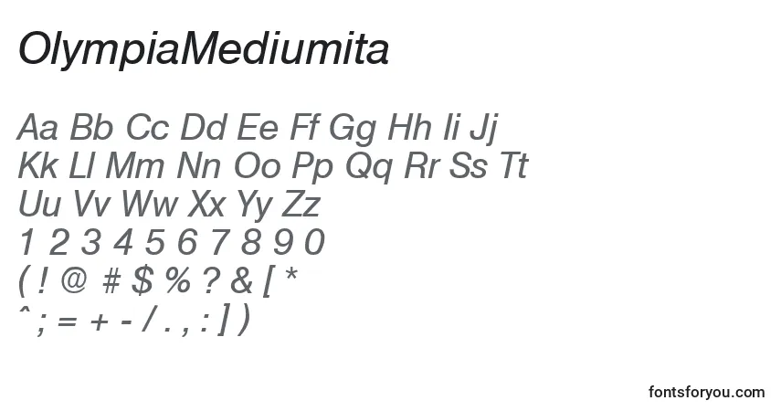 Шрифт OlympiaMediumita – алфавит, цифры, специальные символы