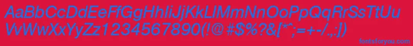 OlympiaMediumita Font – Blue Fonts on Red Background