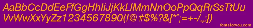 OlympiaMediumita-Schriftart – Orangefarbene Schriften auf violettem Hintergrund