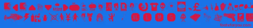 AiKelsoDIsDingbat-Schriftart – Rote Schriften auf blauem Hintergrund