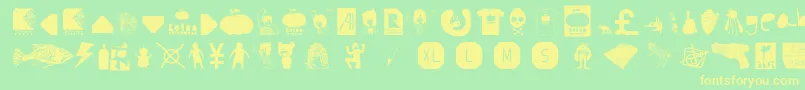 AiKelsoDIsDingbat Font – Yellow Fonts on Green Background