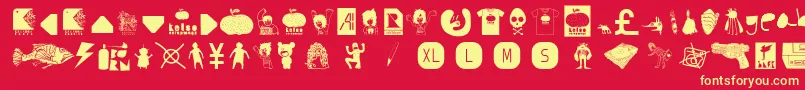 More about AiKelsoDIsDingbat Font AiKelsoDIsDingbat Font – Yellow Fonts on Red Background