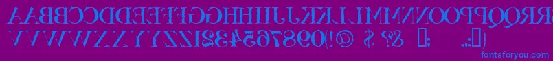 Bassackwards Font – Blue Fonts on Purple Background