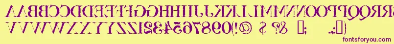 Bassackwards Font – Purple Fonts on Yellow Background