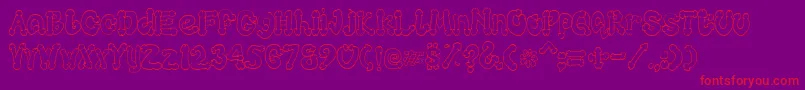 Cocksure-Schriftart – Rote Schriften auf violettem Hintergrund