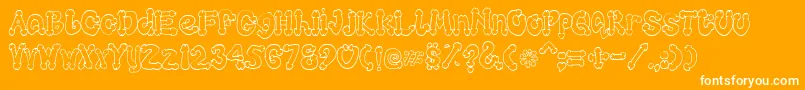 Cocksure-Schriftart – Weiße Schriften auf orangefarbenem Hintergrund