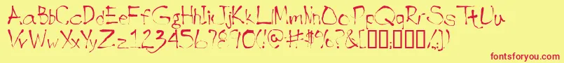 Inkblotscriptssk Font – Red Fonts on Yellow Background
