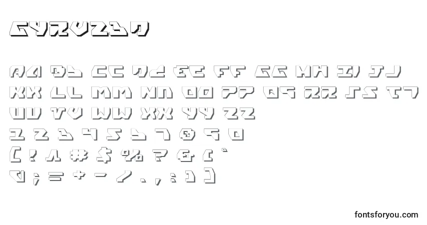 Czcionka Gyrv23D – alfabet, cyfry, specjalne znaki