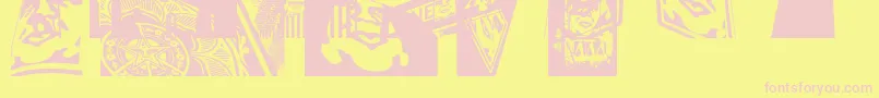 Lisätietoja ObeytownCaps-fontista ObeytownCaps-fontti – vaaleanpunaiset fontit keltaisella taustalla