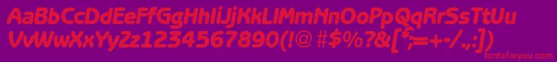 Czcionka BenjaminsansheavyRegularitalic – czerwone czcionki na fioletowym tle