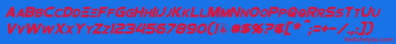 フォントProtocultureItalic – 赤い文字の青い背景