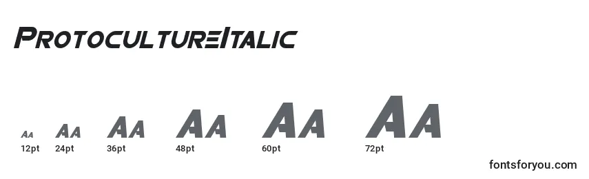 Размеры шрифта ProtocultureItalic