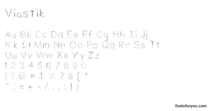 Schriftart Viastik – Alphabet, Zahlen, spezielle Symbole