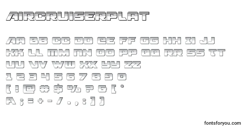 Schriftart Aircruiserplat – Alphabet, Zahlen, spezielle Symbole
