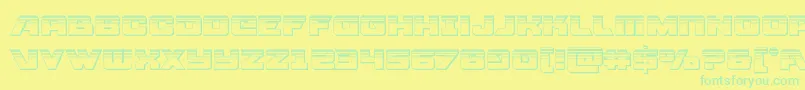 Aircruiserplat-Schriftart – Grüne Schriften auf gelbem Hintergrund