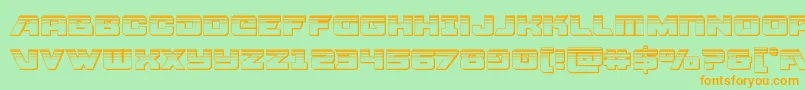 Aircruiserplat-Schriftart – Orangefarbene Schriften auf grünem Hintergrund