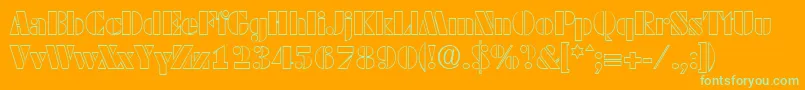DekoblackopenSerialRegularDb-Schriftart – Grüne Schriften auf orangefarbenem Hintergrund