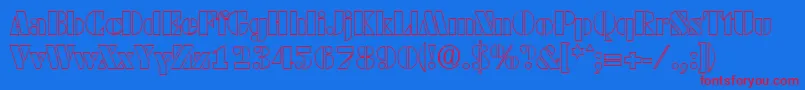 DekoblackopenSerialRegularDb-Schriftart – Rote Schriften auf blauem Hintergrund