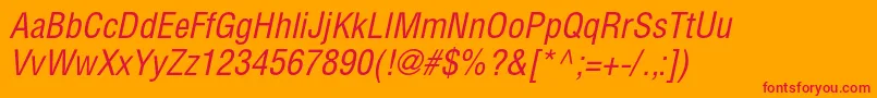 HelioscondcItalic Font – Red Fonts on Orange Background