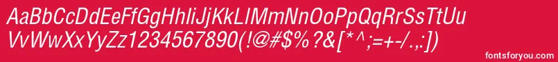 HelioscondcItalic Font – White Fonts on Red Background